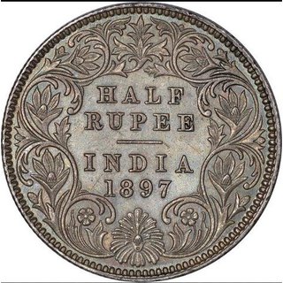                       HALF RUPEES 1897 SILVER COIN.                                              