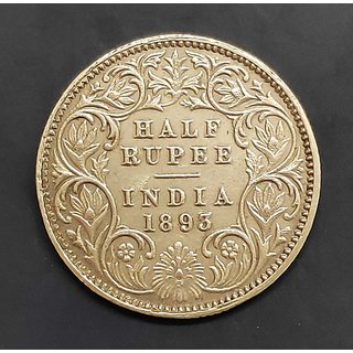 HALF RUPEES 1893 SILVER COIN. HALF RUPEES 1893 SILVER COIN.