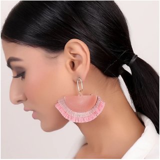                       Pastel Pink Tassel Earrings                                              