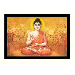 Meditating Buddha Sparkle Print Sticker Poster Without Frame (20 X 28 Inches) Religious Wall Dcor