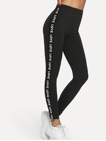 Women's / Girl's Side  Love  Letter Printed stripe Legging Tight's  Gym Wear Yoga Wear Sport's Wear