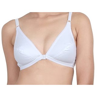 Skin N Soul Women's Cotton Non Padded Non Wired Front Open Low Neck V Shape Bra