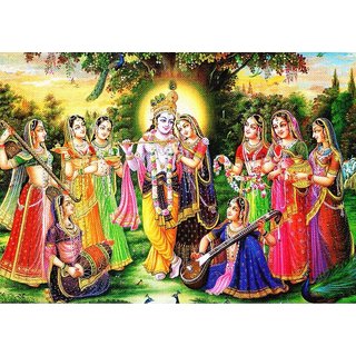                       Style UR Home - Radha Krishna in Vrindavan Wallpaper  - 24 X 18                                              