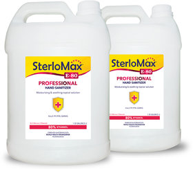 SterloMax Pack of 2 - 80 Ethanol-based Hand Rub Sanitizer and Disinfectant 5 Litres