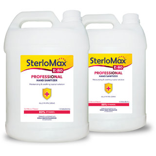 SterloMax Pack of 2 - 80 Ethanol-based Hand Rub Sanitizer and Disinfectant 5 Litres