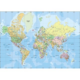                       Style UR Home -World Map- Wall Poster - 4 Ft  X  4 Ft                                              