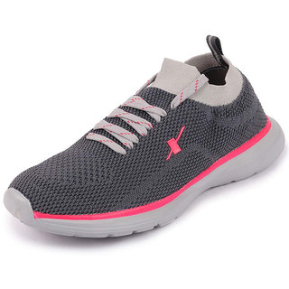 Sparx Women's Dark Grey/Pink Casual Lace Up Walking Shoes