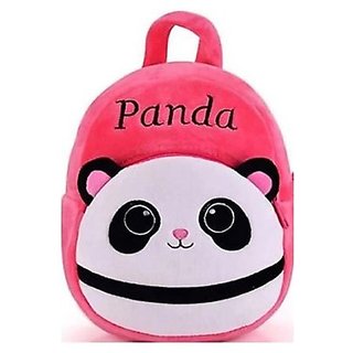 PROERA Panda Velvet School Bag for Nursery Kids, Age 2 to 5 Waterproof Plush Bag (Pink, 14 inch)