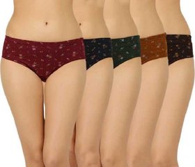Amul Priya Printed Panty Cotton Hipsters - Pack of 5 (Colour and Print may Vary) (Not Returnable Iten)