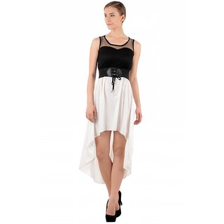 Raabta Fashion Black And White Plain Dungarees Dress For Women