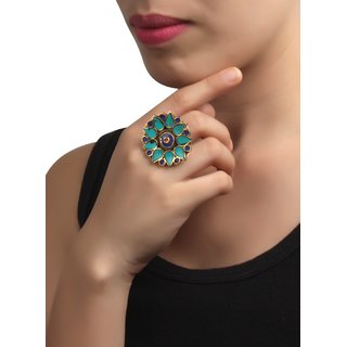 Cippele Blue Flower Ring For Girls  Women's