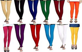 Women's Cotton Lycra Churidar Leggings Attractive Look Pure Cotton Leggings Pack of 10  leggings