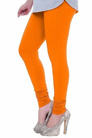 Pack of 1 Dark Orange Cotton Lycra Churidar Leggings for Womens Free - Size