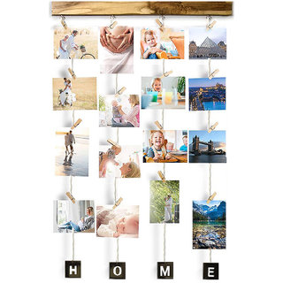 VAH HOME Hanging Photo Display Picture Frame Collage Picture Display Organizer with Wood Clips for Wall Decor Hanging Ph