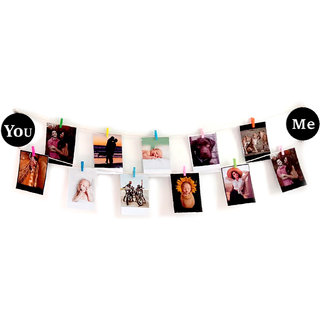                       VAH You and me  wooden Hanging Photo Display Picture Frame Collage Picture Display Organizer with Wood Clips for Wall De                                              