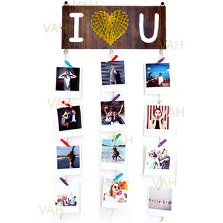                       VAH I love you String Art Hanging Photo Display Picture Frame Collage Picture Display Organizer with Wood Clips for Wall                                              