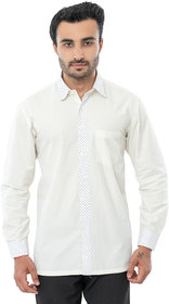 Bureture Men's Alyssum White Spread Collar Solid Shirt