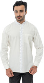 Bureture Men's Alyssum White Mandarin Collar Solid Shirt
