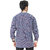 Bureture Men's Navy-Blue Mandarin Collar Checkered Shirt