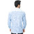 Bureture Men's Soft Blue Mandarin Collar Printed Shirt