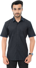 Bureture Men's Raven Song Black Spread Collar Solid Shirt