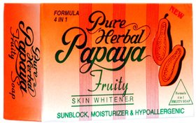 Pure Herbal Papaya Fruity Skin Whitener Formula 4 in 1 Soap  135g (IMPORTED - Product of Philippines)