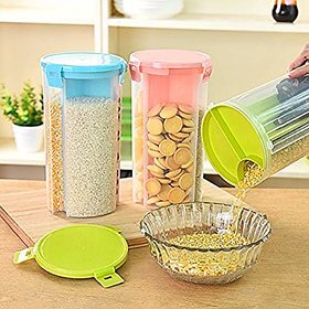 Plastic Food Storage Dispenser Airtight Container Jar with 3 Sections