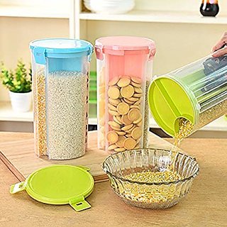 Plastic Food Storage Dispenser Airtight Container Jar with 3 Sections
