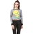 Texco Party Cuffed Sleeve Graphic Print Women Grey Top