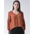 Texco Casual 3/4 Sleeve Solid Women Brown Top