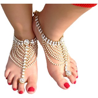Buy Womensky L Anklet Payal Alloy, Stone Toe Anklet (Pack Of 2) Online @  ₹635 from ShopClues