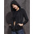 Hootry Women's Regular Fit Black hooded