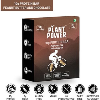 Plant Power 10g Protein Bar Peanut Butter  Chocolate Pack of 6 Units