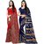 Anand Sarees Women's Multicolor Printed Georgette Saree With Blouse (Pack of 2)