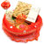 Red Potli Basket with Soan Papdi and Almonds Pouch and Om T- lite