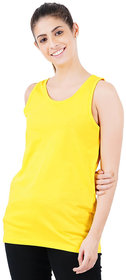 Stoovs, Cotton Women's T-Shirts, Pineapple Yellow Solid Women's Tank Top