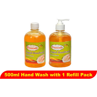Liquid Hand Wash 500ml Orange (Pack of 2) (With 1 Refill pack)