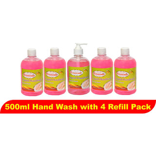                       Liquid Hand Wash 500ml Floral (Pack of 5) (With 4 Refill pack)                                              