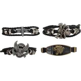 Buy Chocozone Leather Bracelet for Boys Friendship Band Love Eagle Bracelets Casual Mens Bracelet Pack of 4 Online 399 from ShopClues
