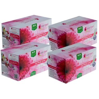 everteen 100 Natural Cotton Daily Panty Liners for Women - 4 Packs (30pcs Each)