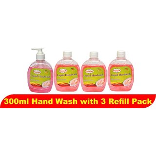                       Liquid Hand Wash 300ml Floral (Pack of 4) (With 3 Refill pack)                                              