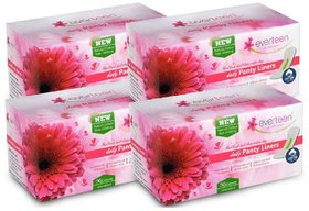 everteen 100 Natural Cotton-Top Daily Panty Liners for Women - 4 Packs (36pcs each)