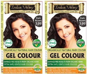 Indus Valley Organically Natural Gel Dark Brown 3.00 Hair Color One Touch Pack (Set of 2)