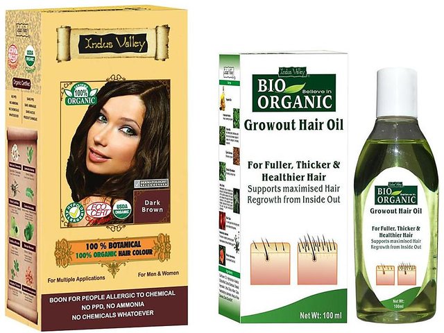 Buy Doctor Recommended Natural Botanical Dark Brown Hair Colour And Growout Hair  Oil Combo Pack (For Ati Hair Fall) Online @ ₹699 from ShopClues