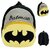 PROERA Batman Velvet School Bag for Nursery Kids, Age 2 to 5 Waterproof Plush Bag (Grey  Black, 14 inch)