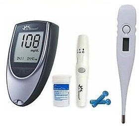 Dr Morepen Glucose Monitor BG-03 with 25 Sugar Test Strips  Thermometer