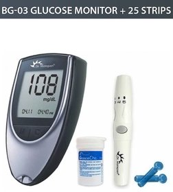 Dr. Morepen Glucose Monitor BG-03(Grey Color) + 25 Test Strips Free