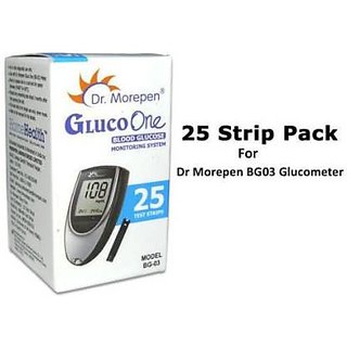 Dr Morepen 25 Sugar Test Strips for BG-03 Glucometer (Strips Only Pack)