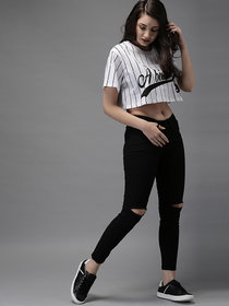Hootry Women Black Skinny Fit High-Rise Clean Look Stretchable Jeans