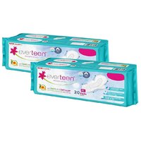 everteen XL Sanitary Napkin Pads with Neem and Safflower, Cottony-Dry Top Layer for Women  2 Packs (20 Pads Each, 280mm
